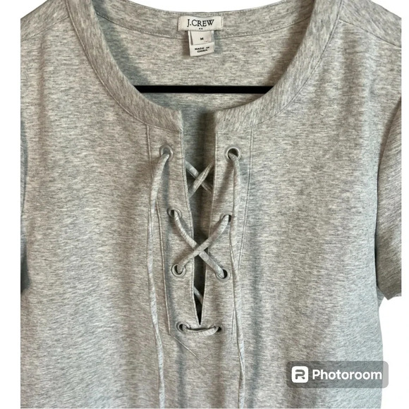 J. Crew Grey Lace-Up Knit Shirt Dress size Medium - Picture 2 of 4